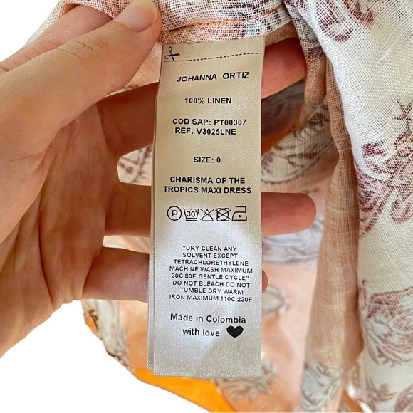 SOLD Johanna Ortiz Charisma of the Tropics Maxi Dress 100% linen orange 0 NWT - Picture 14 of 16